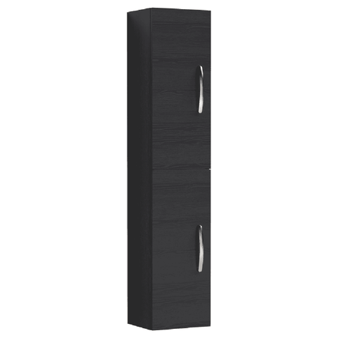Nuie Athena Gloss and Woodgrain Tall Wall Hung Storage Cabinet Double Door 300mm
