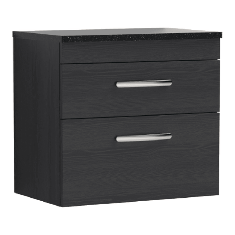 Nuie Athena Charcoal Black 600mm Wall Hung Vanity With Black Worktop ATH047LSB