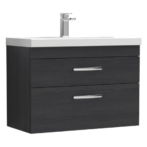Nuie Athena Charcoal Black Wall Hung 800mm Cabinet & Basin 1 - ATH068A