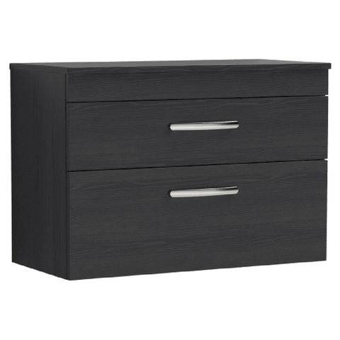 Nuie Athena Charcoal Black Wall Hung 800mm Cabinet & Worktop - ATH068W
