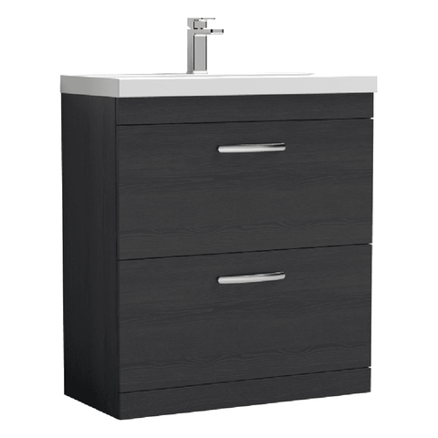 Nuie Athena Gloss Floor Standing 800mm Cabinet with Basin and 2 Drawers