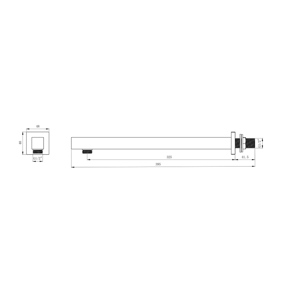 Astini Orca Black Square Wall Shower Arm 345mm