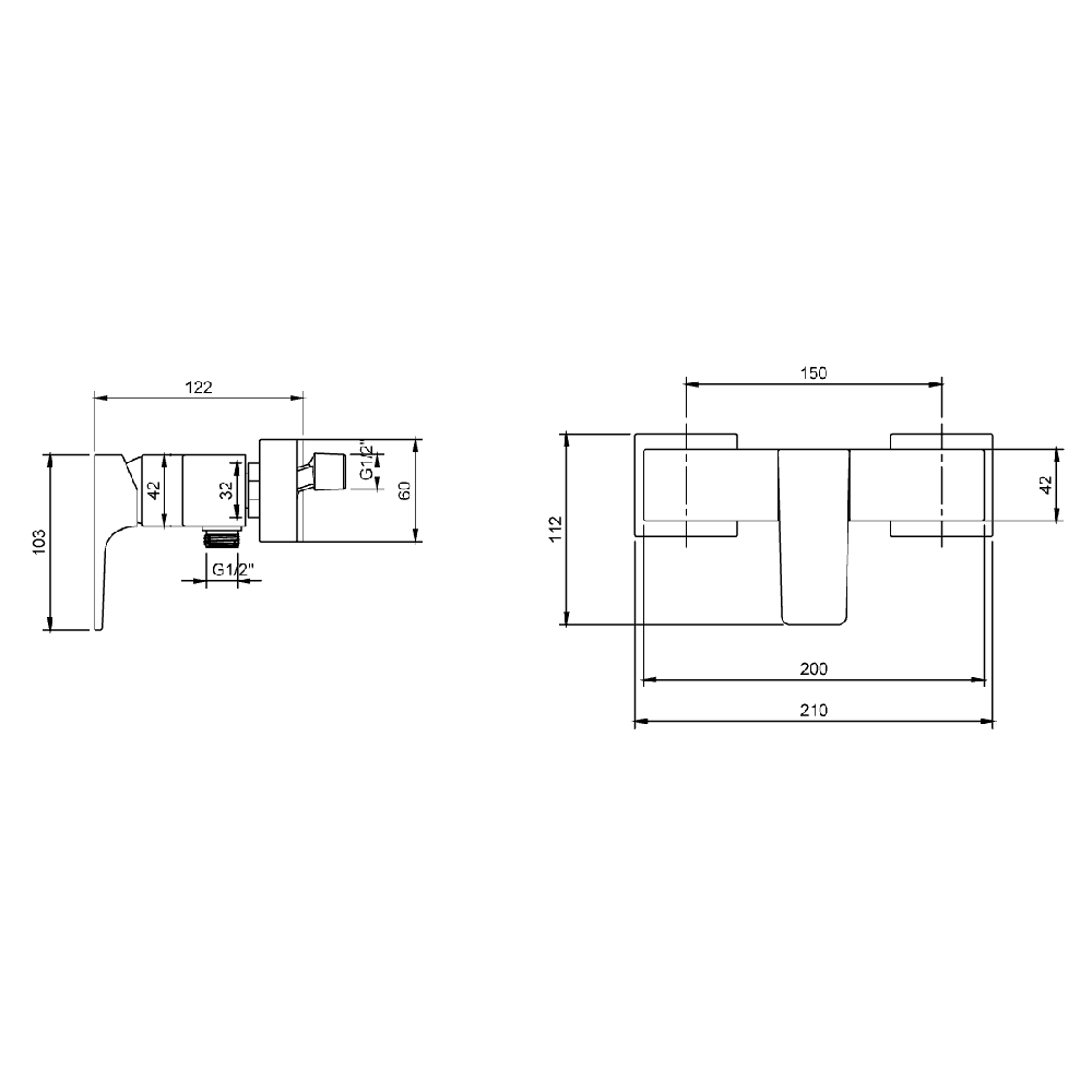 Villeroy & Boch Architectura Square Single-lever Shower Mixer