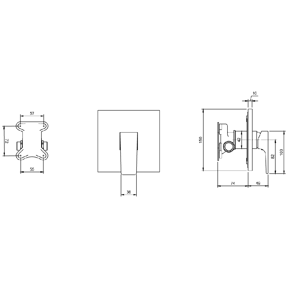Villeroy & Boch Architectura Square Concealed Single-Lever Bath or Shower Mixer