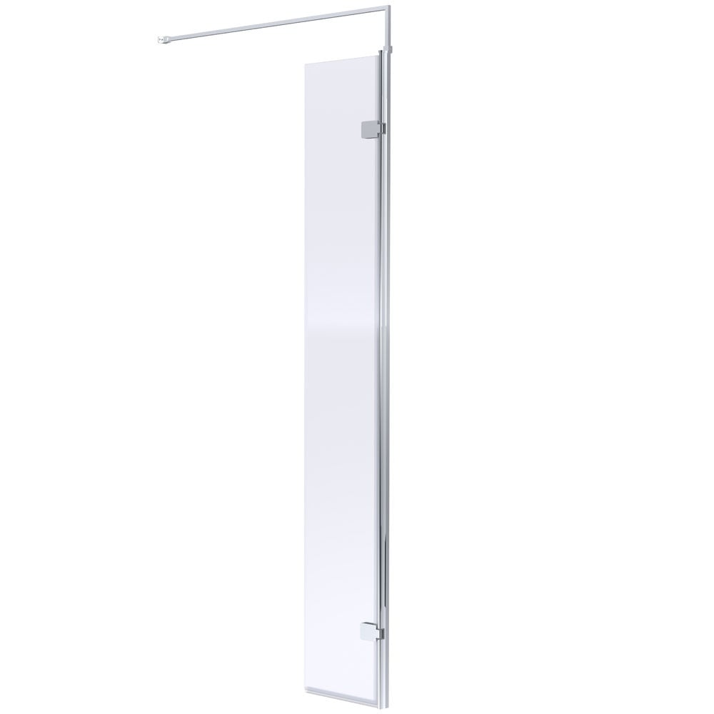 Hudson Reed Wetroom Shower Swing Screen 300x1950mm & Chrome Support Bar