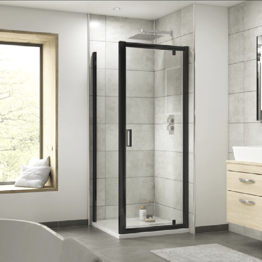 Nuie Pacific Matt Black 900mm Shower Enclosure Side Panel