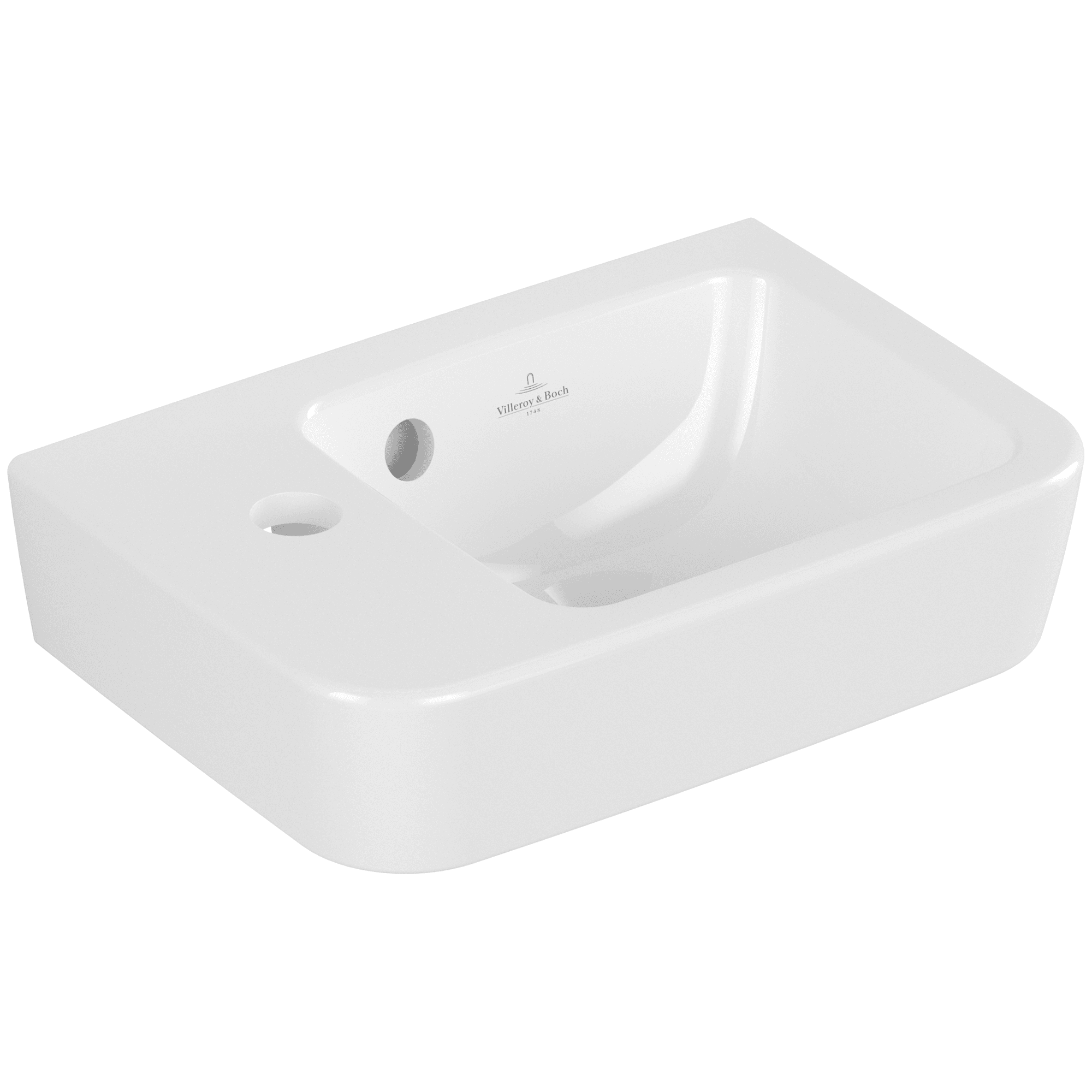 Villeroy & Boch O.novo Handwashbasin Compact, 360 x 250 x 145 mm, White Alpin, with overflow, unpolished