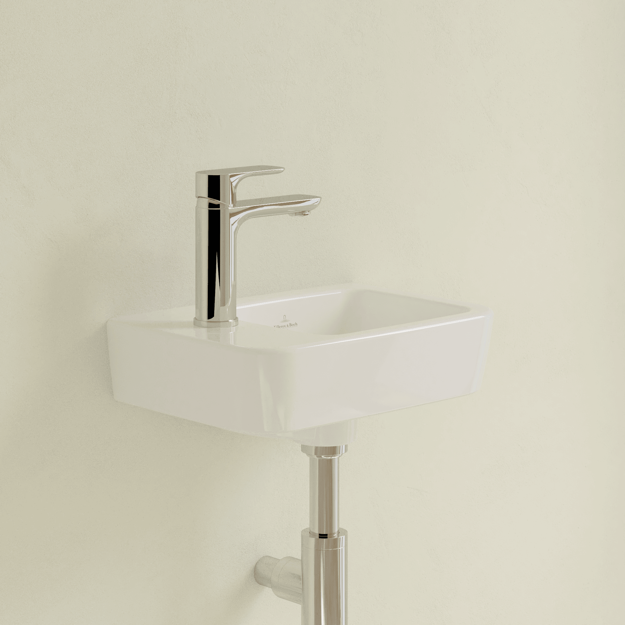Villeroy & Boch O.novo Handwashbasin Compact, 360 x 250 x 145 mm, White Alpin, with overflow, unpolished