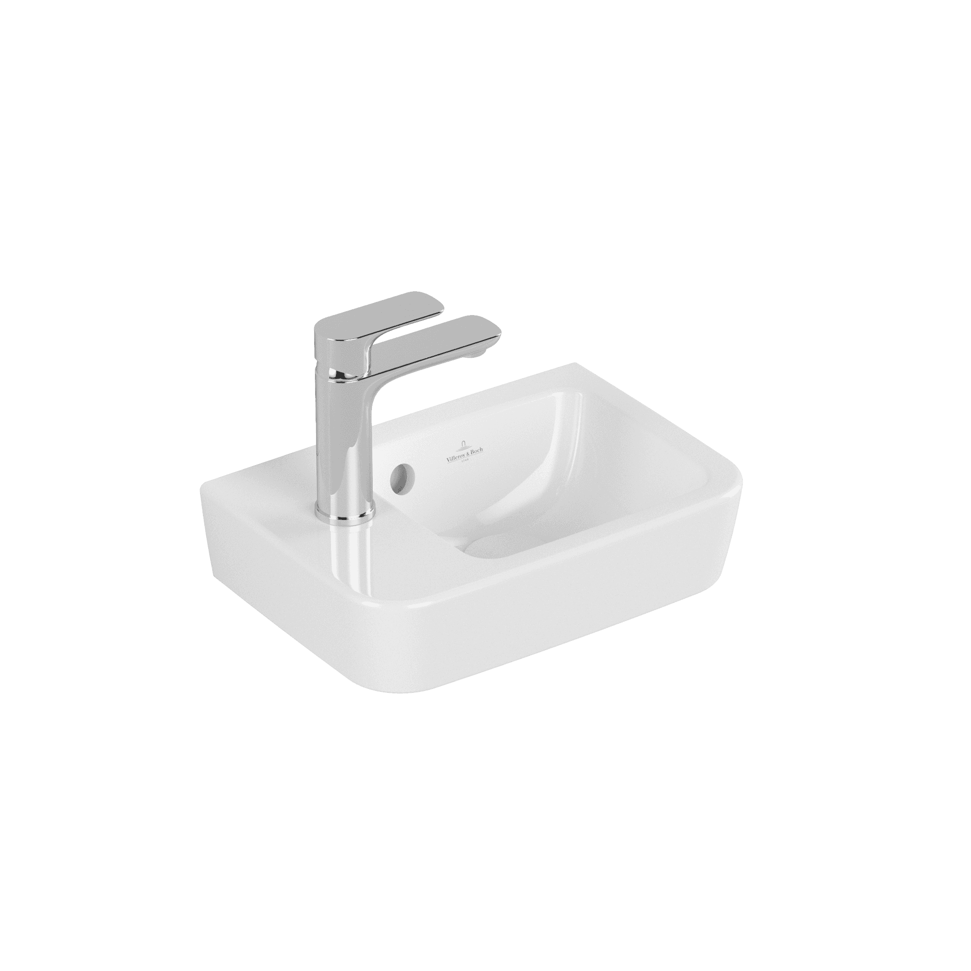 Villeroy & Boch O.novo Handwashbasin Compact, 360 x 250 x 145 mm, White Alpin, with overflow, unpolished