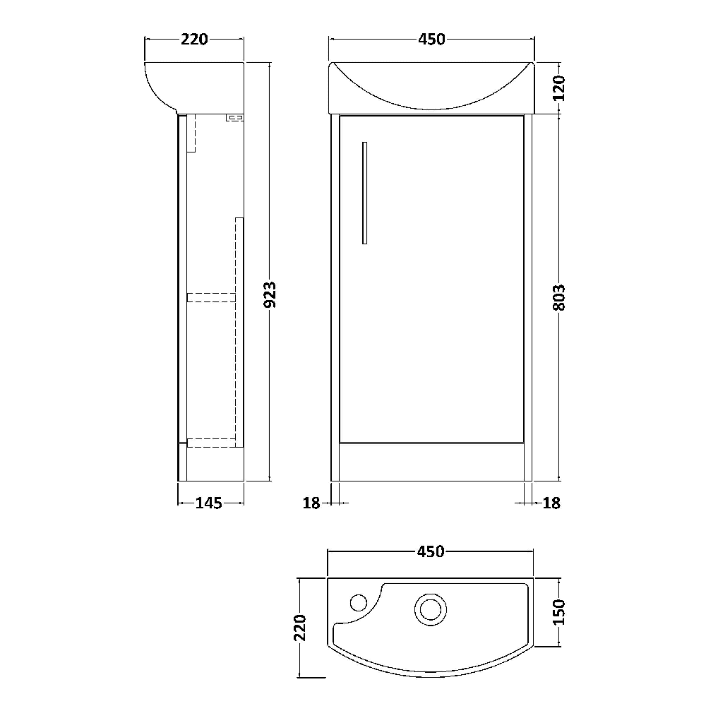 Hudson Reed Juno Compact 440 1-Door Vanity Unit & Basin