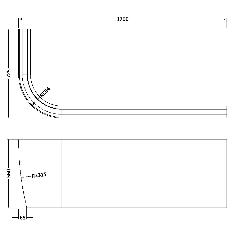 Nuie BTW J Corner Bath Panel LH