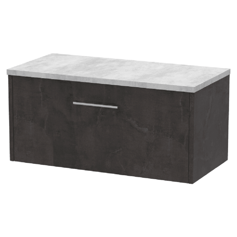 Hudson Reed Juno Metallic Slate 800mm Wall Hung 1-Drawer Vanity Unit & Worktop JNU2625LBG