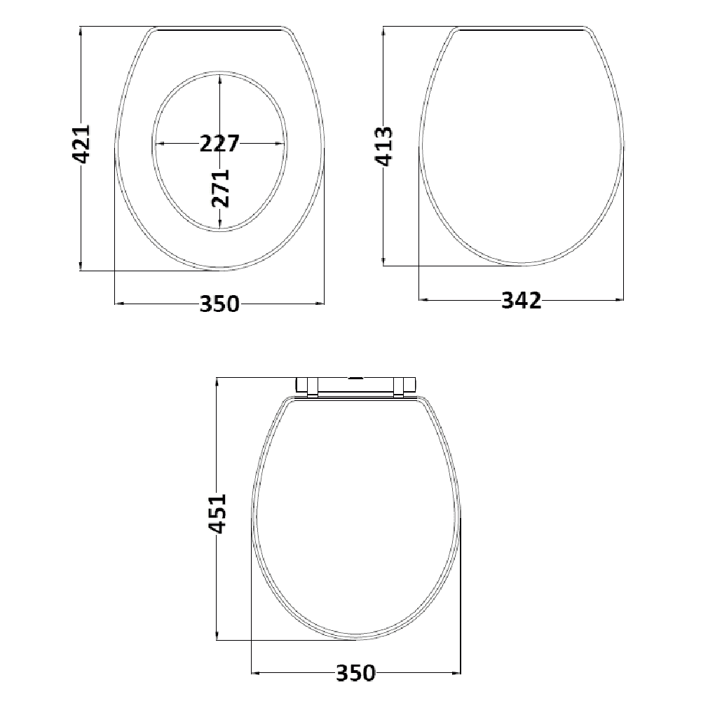 Nuie Classique Satin Anthracite Soft Close Wooden Toilet Seat