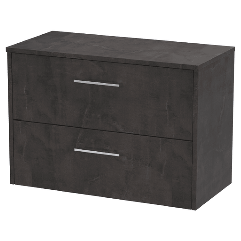 Hudson Reed Juno Metallic Slate 800mm Wall Hung 2-Drawer Vanity Unit & Worktop JNU2626W