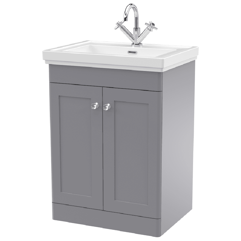 Nuie Classique 600 Floor Standing 2-Door Vanity Unit with 1TH Basin