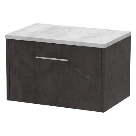 Hudson Reed Juno Metallic Slate Wall Hung 1-Drawer Vanity Unit & Worktop JNU2622LBG