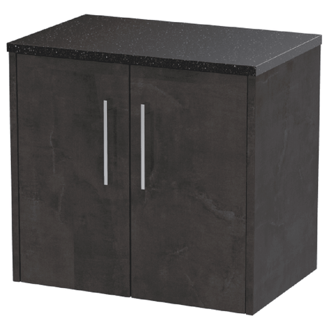 Hudson Reed Juno Metallic Slate Wall Hung 2-Door Vanity Unit & Worktop JNU2623LSB