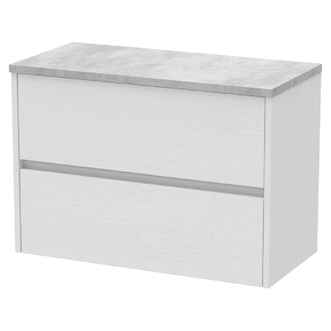 Hudson Reed Havana White Ash 800 Wall Hung 2-Drawer Vanity Unit & Worktop HAV2106LBG