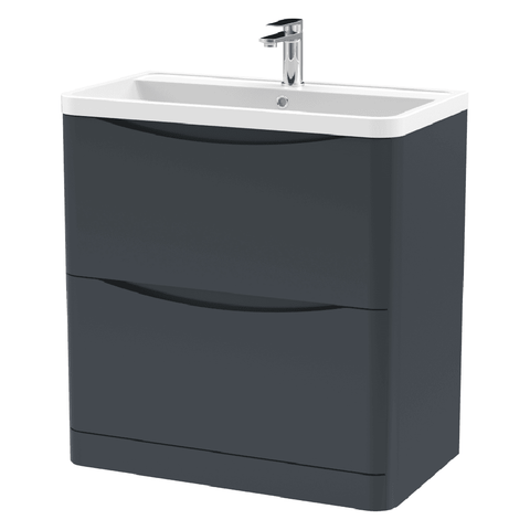 Nuie Lunar Satin Anthracite 800 Floor Standing 2-Drawer Vanity Unit & Basin