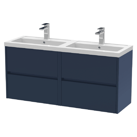 Hudson Reed Havana Electric Blue 1200 Wall Hung 4-Drawer Vanity Unit & Double Basin