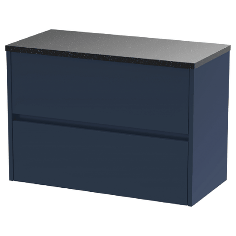 Hudson Reed Havana Electric Blue 800 Wall Hung 2-Drawer Vanity Unit & Worktop HAV1706LSB