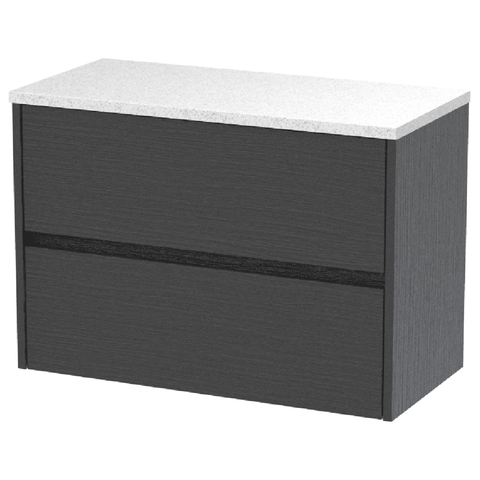 Hudson Reed Havana Graphite Grey 800 Wall Hung 2-Drawer Vanity Unit & Worktop HAV2206LSW