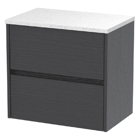 Hudson Reed Havana Graphite Grey 600 Wall Hung 2-Drawer Vanity Unit & Worktop HAV2204LSW