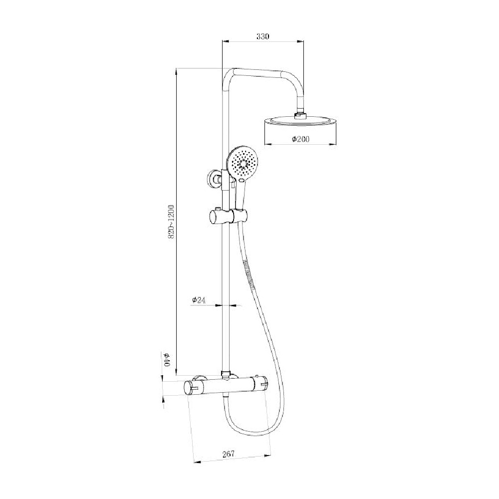 Astini Menai Gunmetal Round Thermostatic Overhead Shower Kit