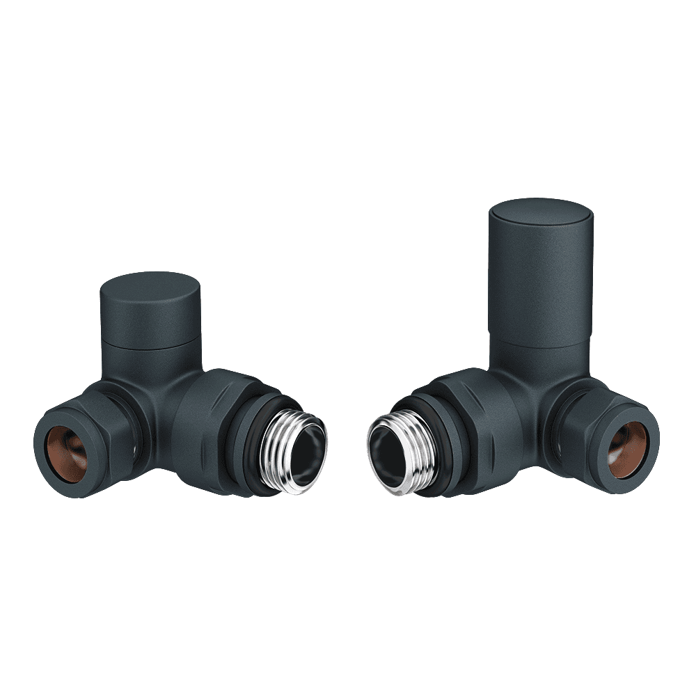 Astini Black Corner Towel Rail Radiator Valves