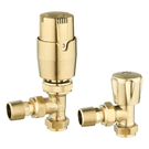 Antique brass angled radiator valves pair