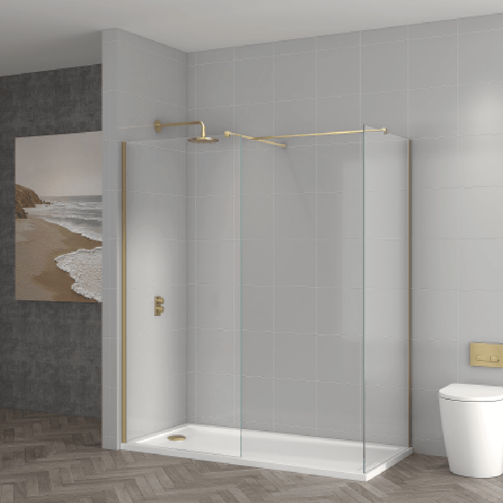 Astini T18 Brushed Brass 900x1950x8mm Wetroom Panel