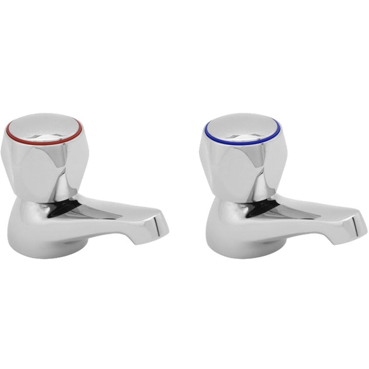 Pair of chrome basin pillar taps with cross handles