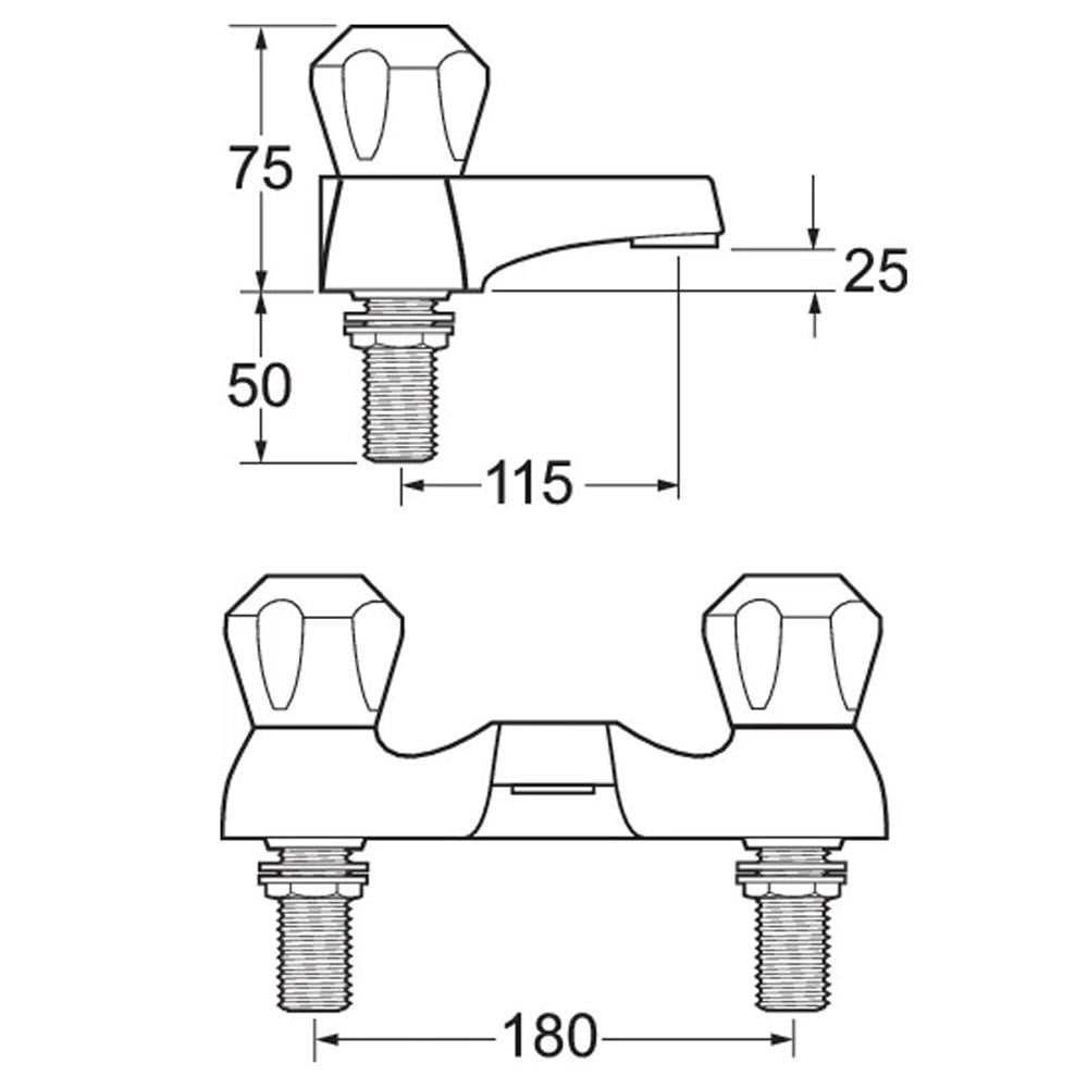 Deva Vitality Chrome Deck Mounted Bath Filler Tap VR108