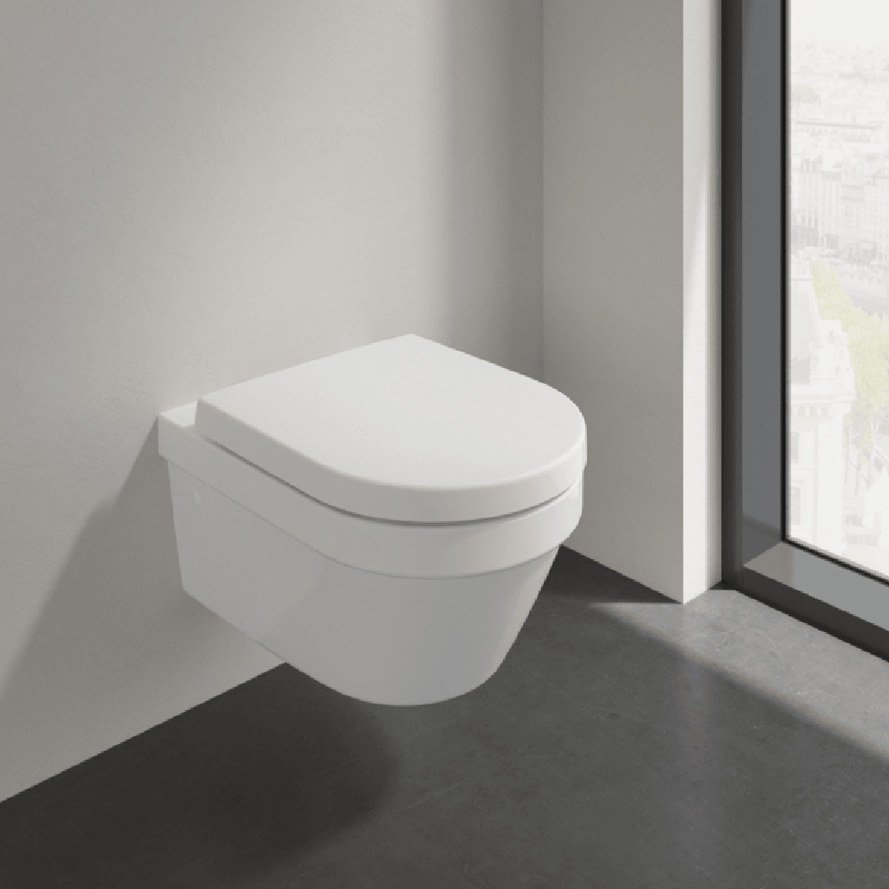 Villeroy & Boch Architectura Round Rimless Wall Mounted Toilet Pan & Soft Close Seat