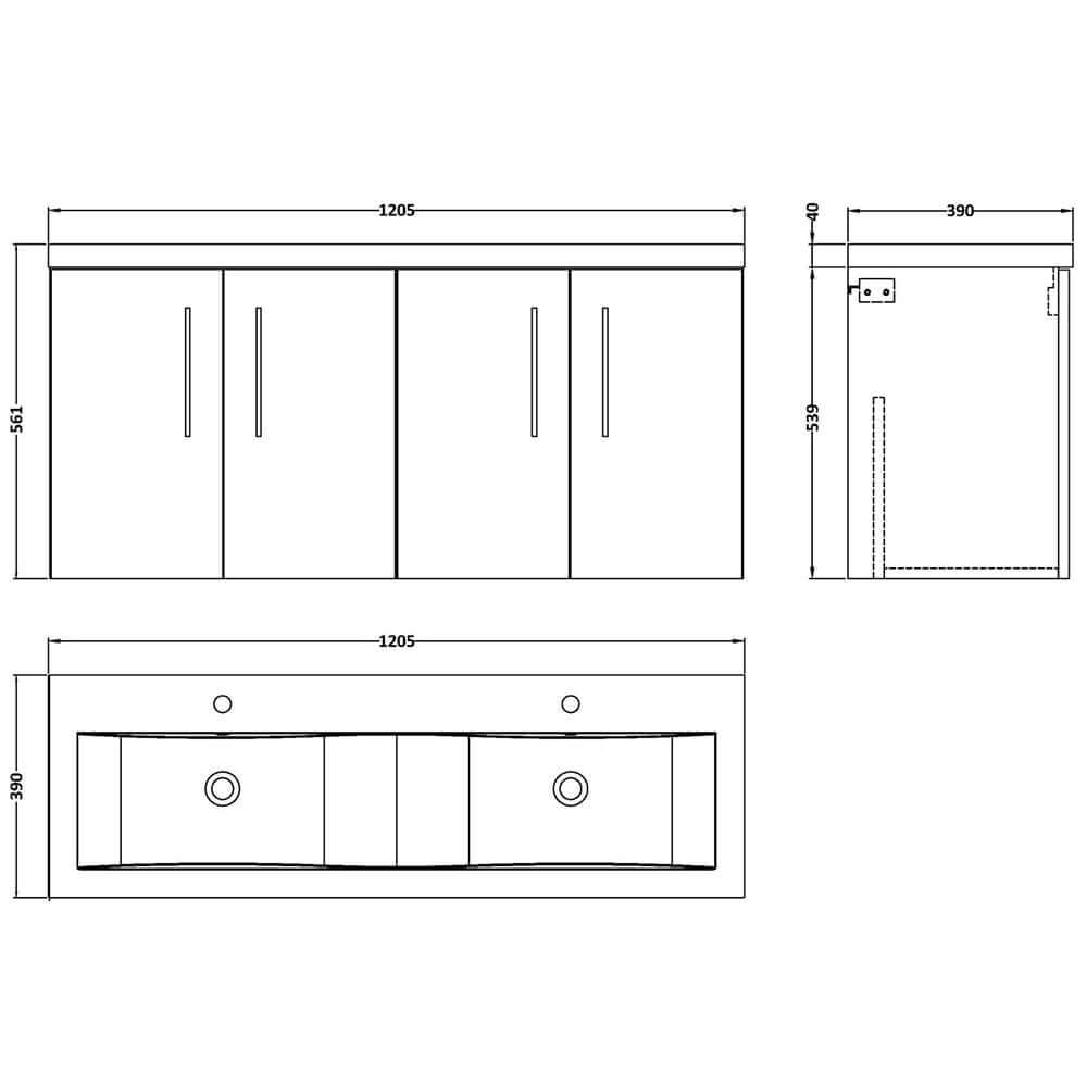 Nuie Arno Wall Hung Vanity Unit with Basin