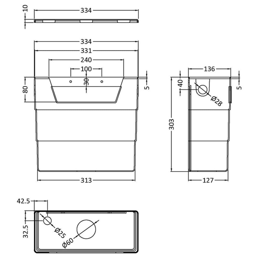 Hudson Reed Dual Flush Concealed Cistern Black - XTY006