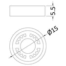 Technical drawing of shower hose with dimensions
