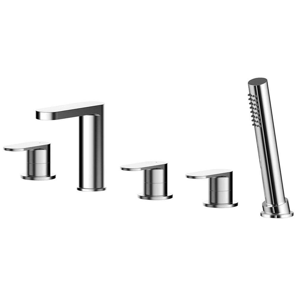 Nuie Binsey Chrome Deck Mounted 5 Hole Bath Shower Mixer Tap - BIN314
