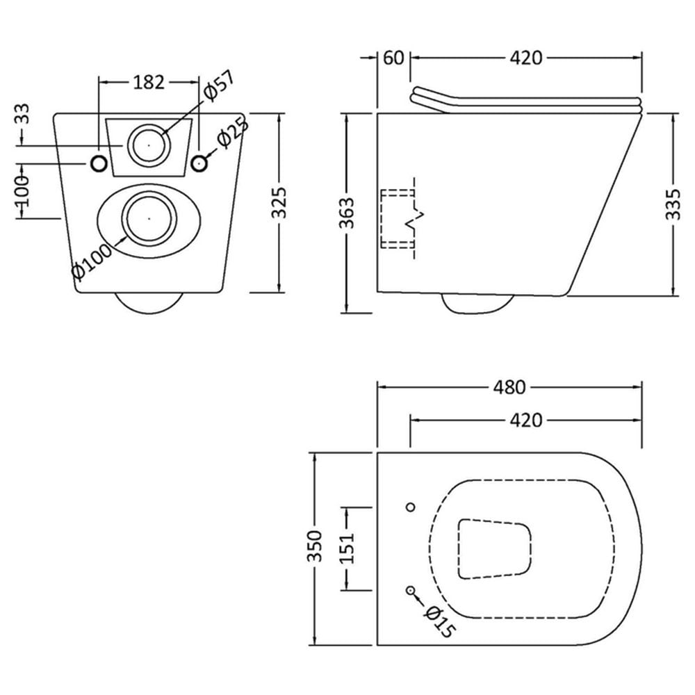 Nuie Ava Whtie Wall Hung Pan Toilet & Soft Close Seat - NCG440