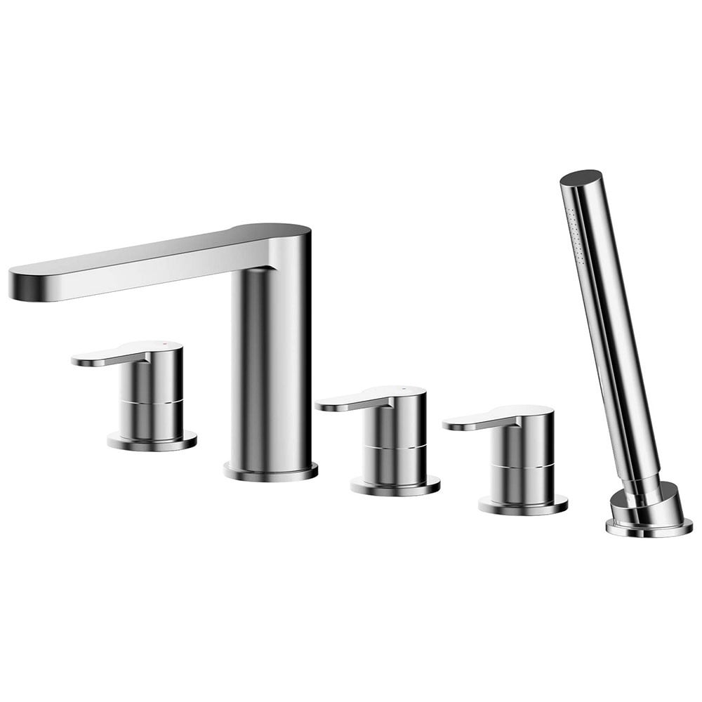 Nuie Arvan Chrome Deck Mounted 5 Hole Bath Shower Mixer Tap - ARV314