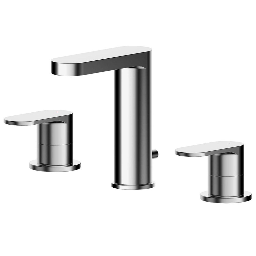 Nuie Binsey Chrome Deck Mounted 3 Hole Basin Mixer With Pop Up Waste - BIN337