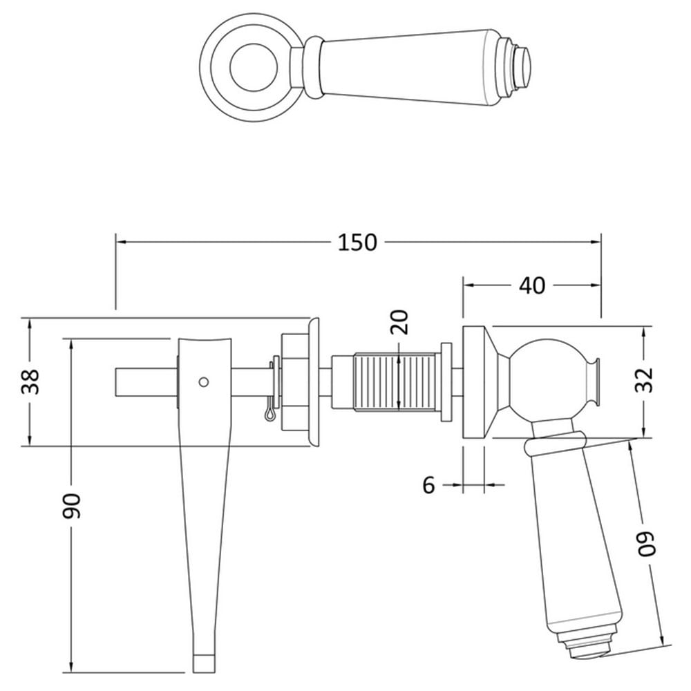 Hudson Reed Ceramic Handle WC Lever White - E370