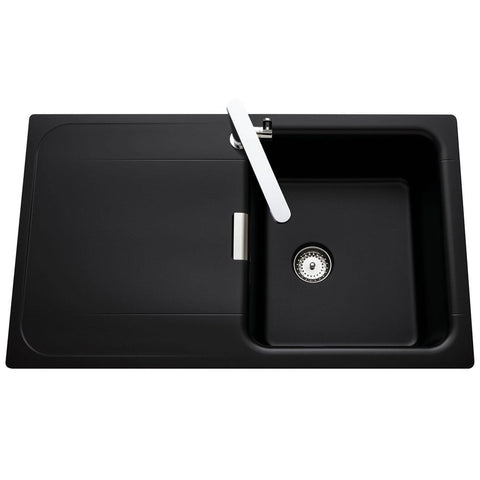 Luisina Wave 1.0 Bowl Puro Black Granite Kitchen Sink & Waste EV8901 236