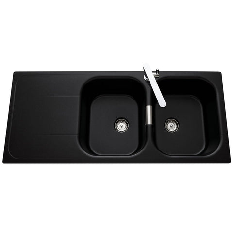 Luisina Wave 2.0 Bowl Puro Black Granite Kitchen Sink & Waste