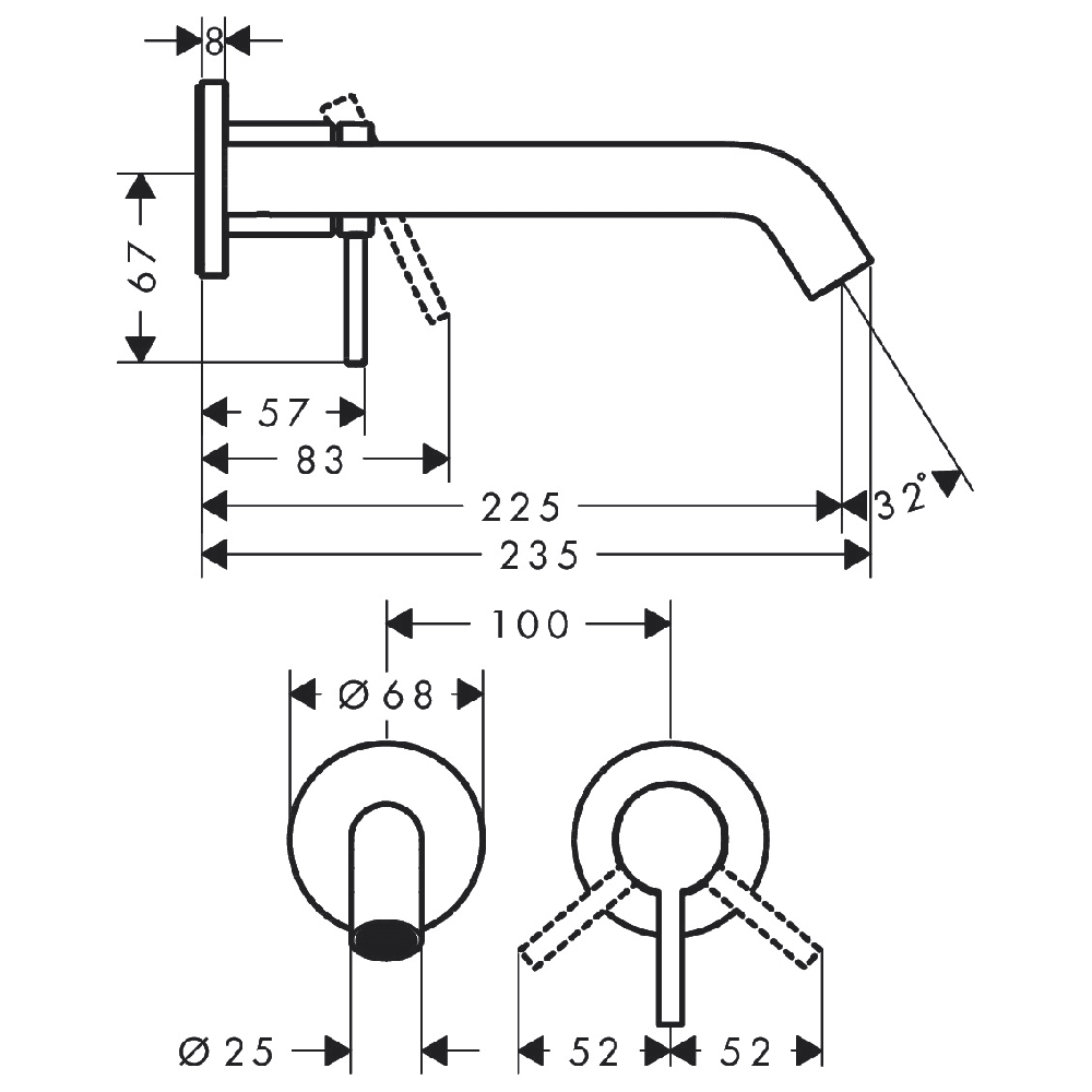 Hansgrohe Tecturis S Wall-Mounted Single Lever Basin Mixer