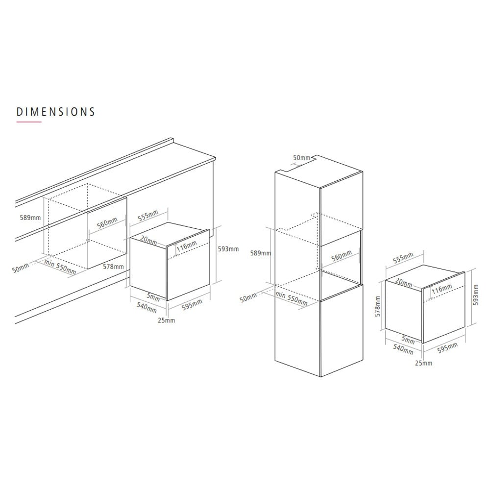 Caple 60cm Touch Control Electric Black Glass Single Oven C2362BG