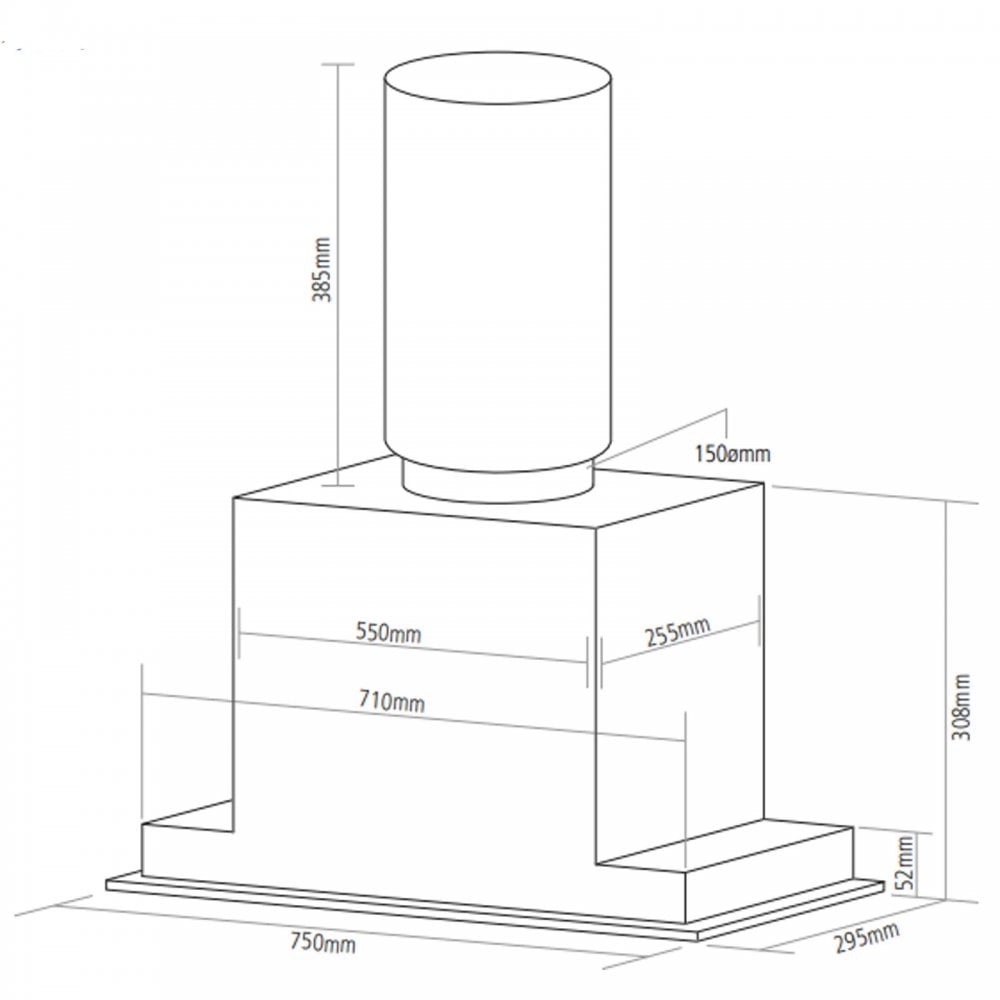 Caple Plasma 75cm Built-Under Black Glass Cooker Hood
