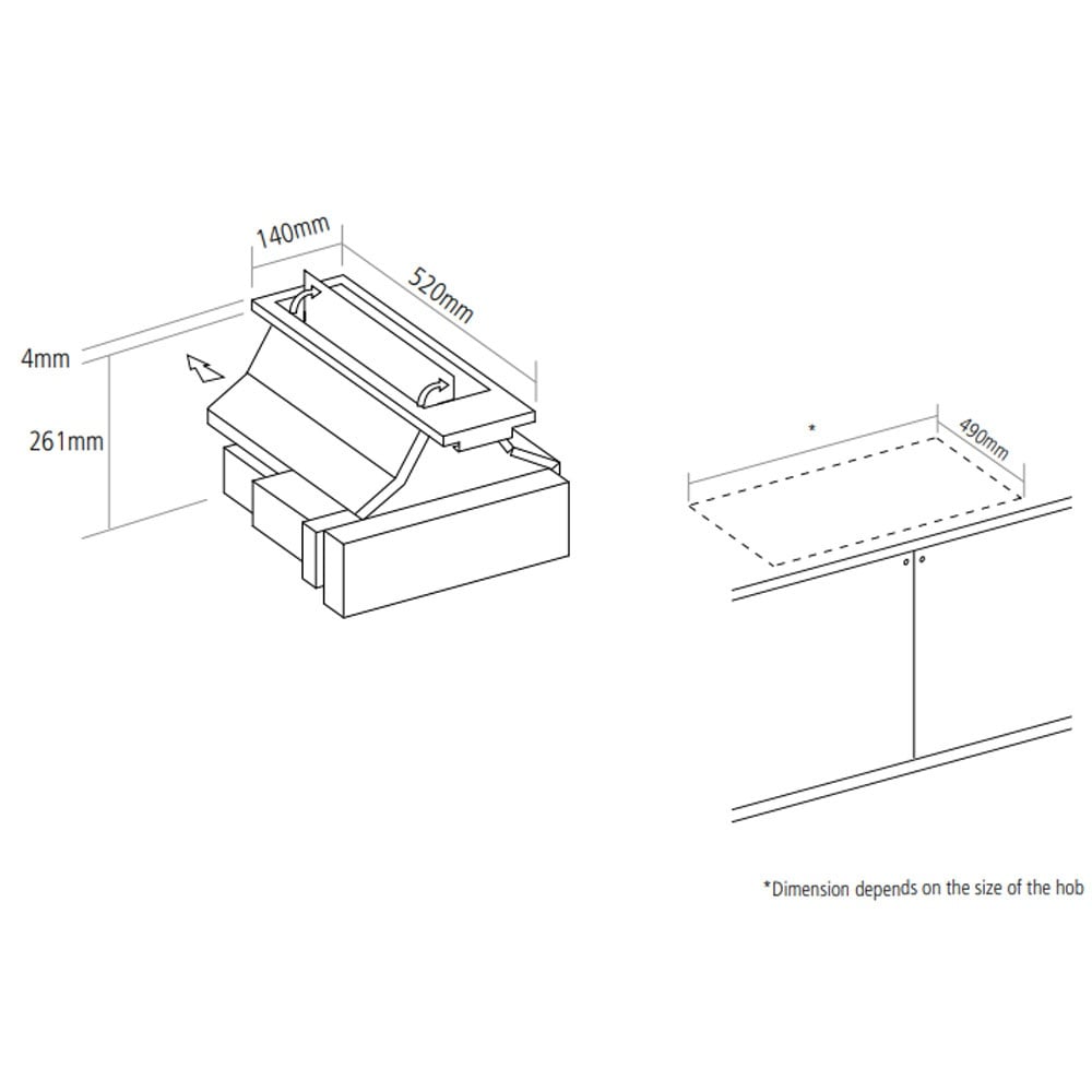 Caple 52cm Black Modular Flip Downdraft Extractor