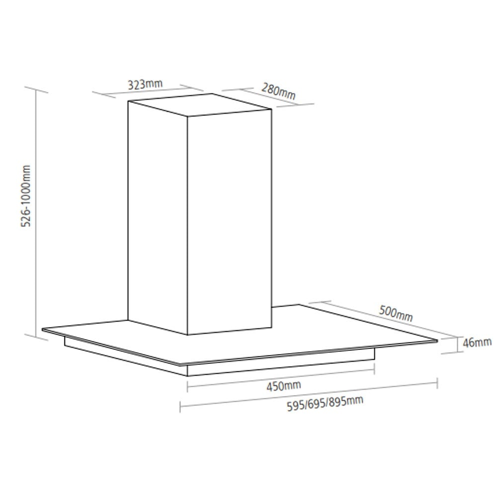 Caple 59.5cm Stainless Steel Wall Chimney Hood