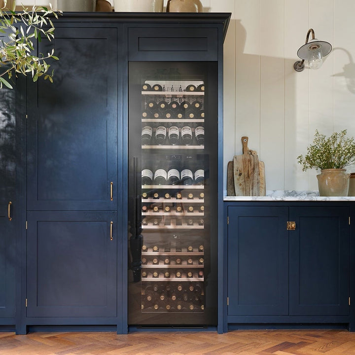 caple-in-column-black-glass-triple-zone-wine-cooler-